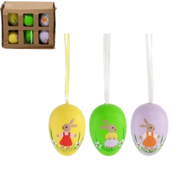 Huevos de Pascua colgantes con conejito, set de 6 uds.