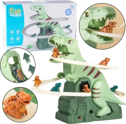 Montaña rusa de dinosaurios con luces y sonidos – set interactivo para montar