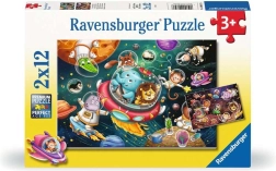 Puzzle Animalitos en el espacio 2x12 piezas Ravensburger