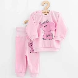 Conjunto para bebé camiseta y pantalón New Baby Happy Elephant rosa