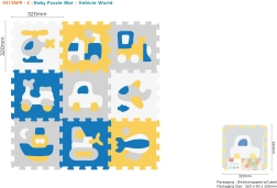 Alfombra puzzle de espuma con medios de transporte, 9 piezas, EVA, montaje 3D para niños 10m+