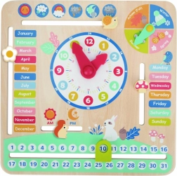 Calendario educativo de madera con reloj para niños