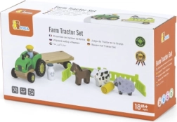 Tractor de madera con animales de granja Viga Toys