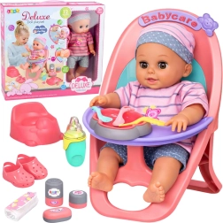 Muñeco bebé interactivo con trona y accesorios