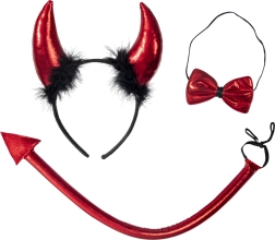 Set infantil de diablito con cuernos, cola y tridente
