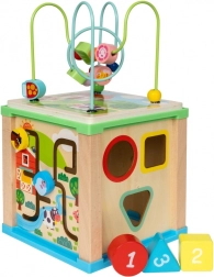 Cubo de actividades de madera 5 en 1