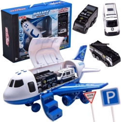 Avión de transporte policial WOOPIE con coches y señales de tráfico
