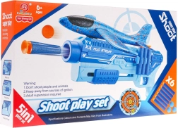 Set de disparo 5 en 1 con avión lanzable – azul