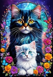 Puzzle Amor maternal: Gatos 1000 piezas