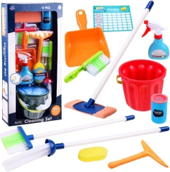 Gran set de limpieza infantil con cubo, fregona y accesorios