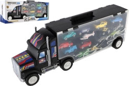 Camión transportador con maletín de almacenamiento y 14 cochecitos, 57 cm