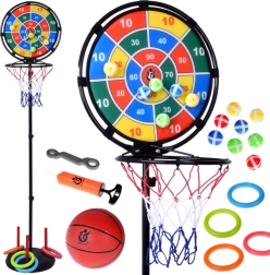 Divertido set deportivo 3 en 1: canasta de baloncesto y accesorios