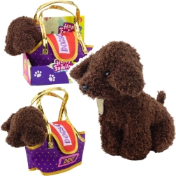 Caniche de peluche en bolso con cierre de velcro – marrón oscuro