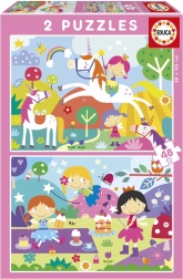 Puzle Unicornios y hadas 2×48 piezas