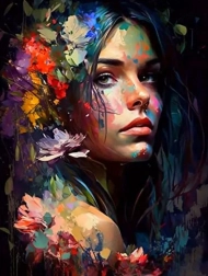 Pintura de diamantes retrato colorido de mujer 30 × 40 cm