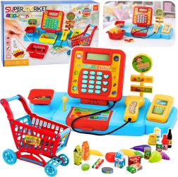 Caja registradora infantil interactiva de supermercado con carrito, escáner y báscula