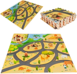 Alfombra de puzzle de suelo de espuma safari 9 piezas 93 × 93 cm