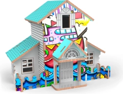 Casa de madera 3D – puzzle para colorear