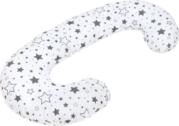 Cojín de lactancia universal New Baby en forma de C con estrellas grises