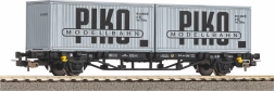 Vagón portacontenedores Piko dr iv con 2× contenedores de 20' h0