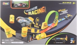 Pista de carreras lanzadora con coche metálico