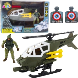 Helicóptero militar con figura de soldado