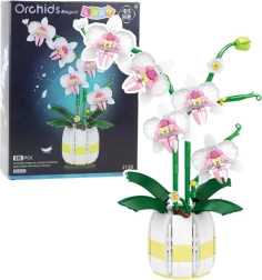 Bloques de construcción Orquídea en maceta rosa y blanca