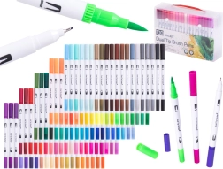 Rotuladores bicolor y fineliners en maletín, 100 colores