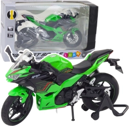 Motocicleta deportiva metálica verde 1:12