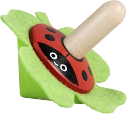 Detoa peonza de madera con fieltro mariquita