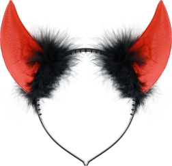 Diadema con cuernos de diablo y plumas negras