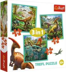 Puzzle 3 en 1 – El asombroso mundo de los dinosaurios TREFL