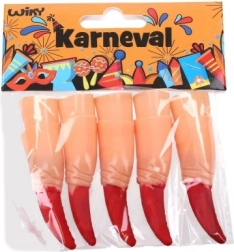 Dedos de plástico con garras rojas para carnaval - 10 uds