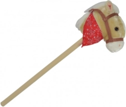 Caballo de peluche con palo con sonido 80 cm, beige