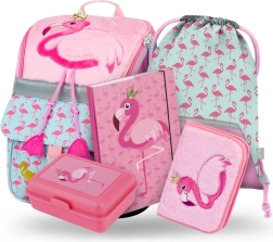 Juego escolar Zippy Flamenco: mochila, estuche, bolsa, carpetas, caja