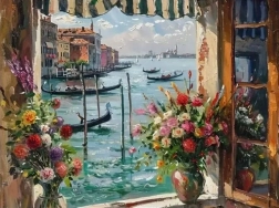 Pintura de diamantes Vista de Venecia 30 × 40 cm