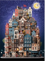 Puzzle Noche estrellada en Ámsterdam 1000 piezas