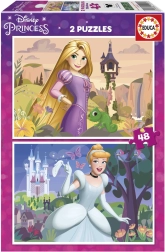 Puzle DISNEY princesas 2×48 piezas – Rapunzel y Cenicienta