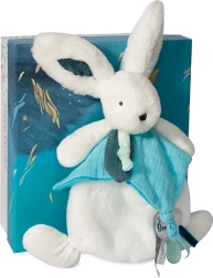 Set de regalo Doudou – conejito de peluche con dou-dou 25 cm azul