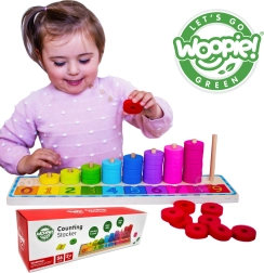 Woopie Green montessori rompecabezas de madera para contar y colores, 56 piezas