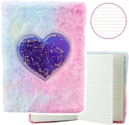 Cuaderno de peluche pastel con corazón y estrellas
