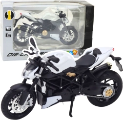 Motocicleta deportiva metálica 1:12 con luces y sonidos – blanca