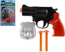 Pistola policial con insignia y dardos con ventosa, 15 cm