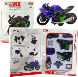 Modelo DIY de motocicleta de metal 1:14 verde-azul