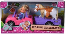 Muñeca Evi Love con jeep y remolque para caballos