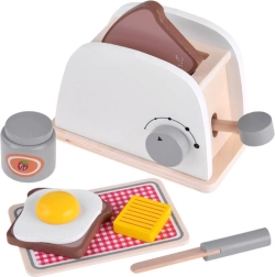 Set de madera con tostadora y huevo frito para niños