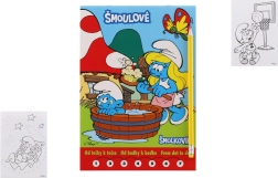 Libro para colorear de Los Pitufos de punto a punto con lápiz y goma