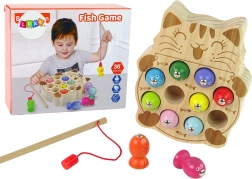 Juego de madera de pesca magnética con gatito