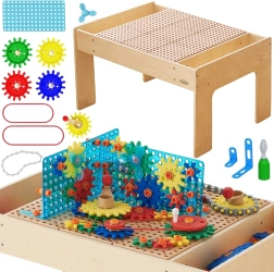 Mesa STEM de madera MASTERKIDZ con set de construcción y paneles