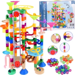 Pista de canicas colorida con ascensor a pilas, 236 piezas